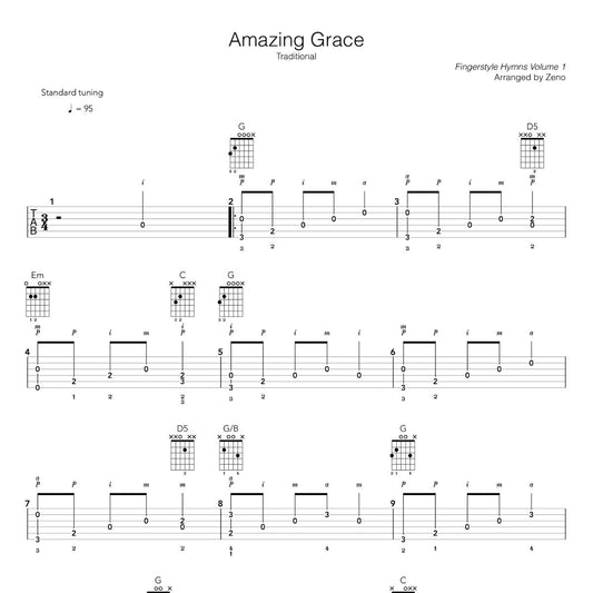 amazing grace easy guitar tab